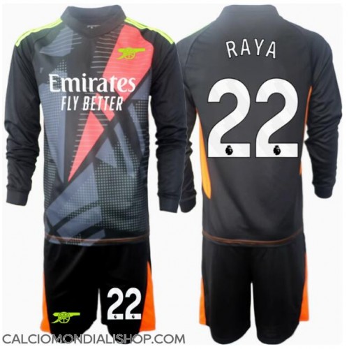 Maglie da calcio Arsenal David Raya #22 Portiere Terza Maglia Bambino 2024-25 Manica Lunga (+ Pantaloni corti)